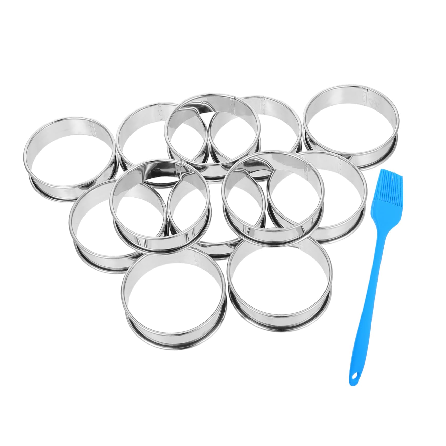 Ciieeo 13pcs Stainless Steel Mousse Cake Round Pastry and Muffin Tart Rings with Brush for Home Baking High Temperature Dessert for Creative Baking