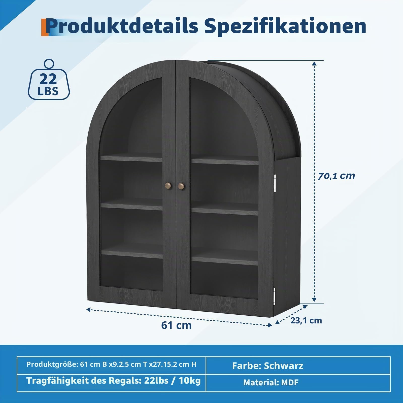 Garvee Wandschrank Mit 4 Böden, Acryltür, Gewölbte Oberseite, Badezimmer hängeschrank Ideal Als Badezimmerschrank Oder Medizinschrank