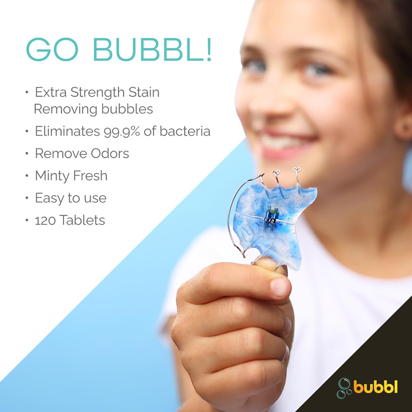 Bubbl 120 pastillas limpiador para Invisalign Wire Retainer Cleaner Night Guard Cleaner y más, elimina olores y manchas para tazas o limpiador ultrasónico, 4 meses de stock