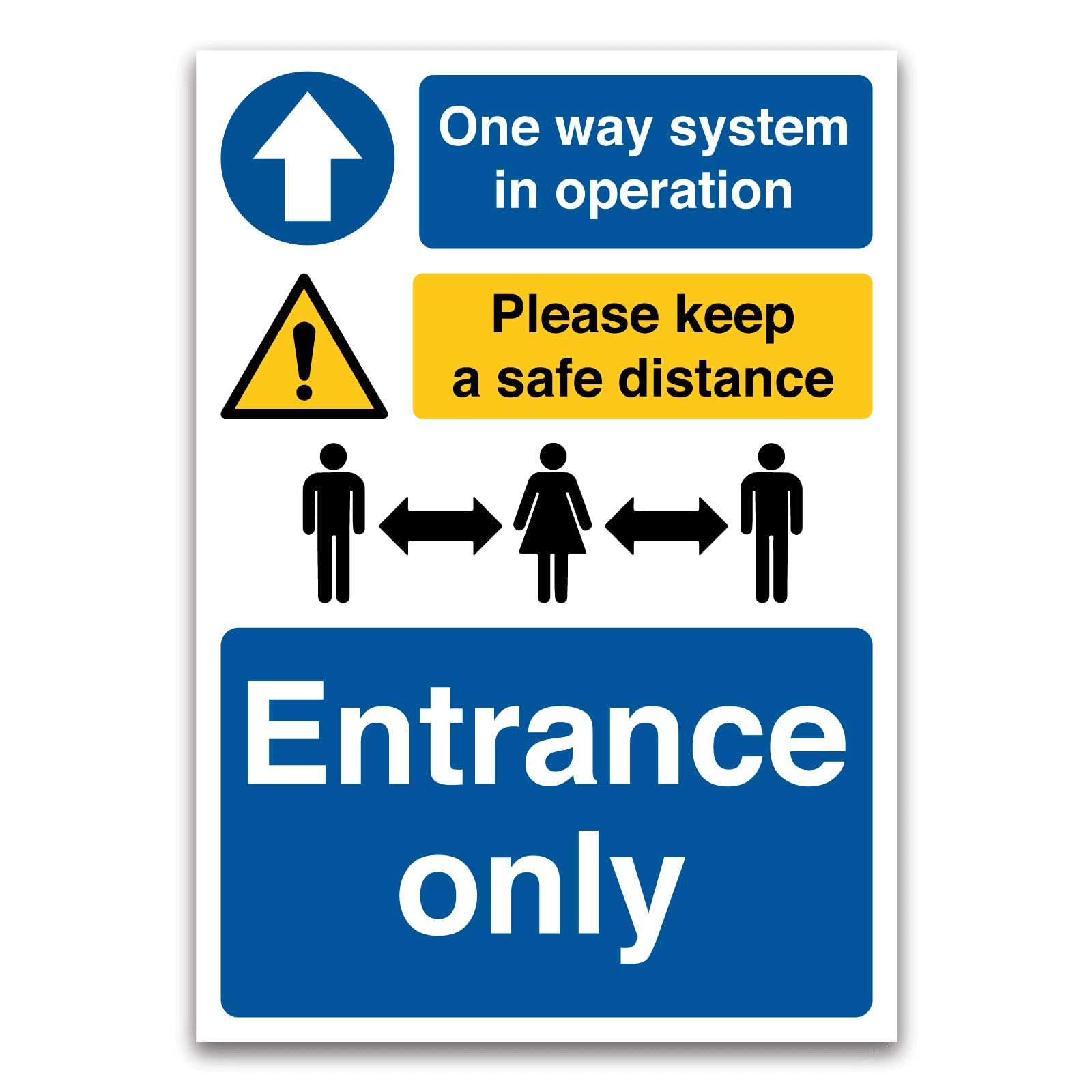 Entrance only, One way system in operation Sign, Mandatory Safety Hygiene Metal Tin Sign 8 x 12 inch for Industrial & Commercial
