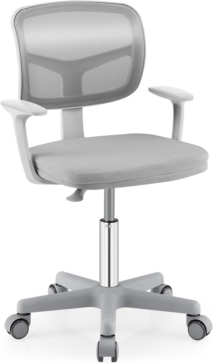 Giantex Kids Desk Chair, Ergonomic Adjustable Teen Task Chair w/Y-Shaped Lumbar Support, Armrest & Universal Wheels, Mesh Kid Office Chair for Sturdy, Kids Computer Chair for Boys & Girls 4-12, Grey