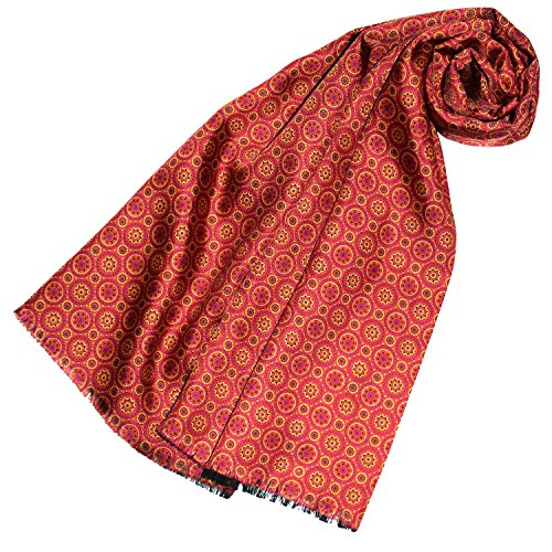 Écharpe soie et laine LORENZO CANA pashmina écharpe italienne rouge rose doré 89142