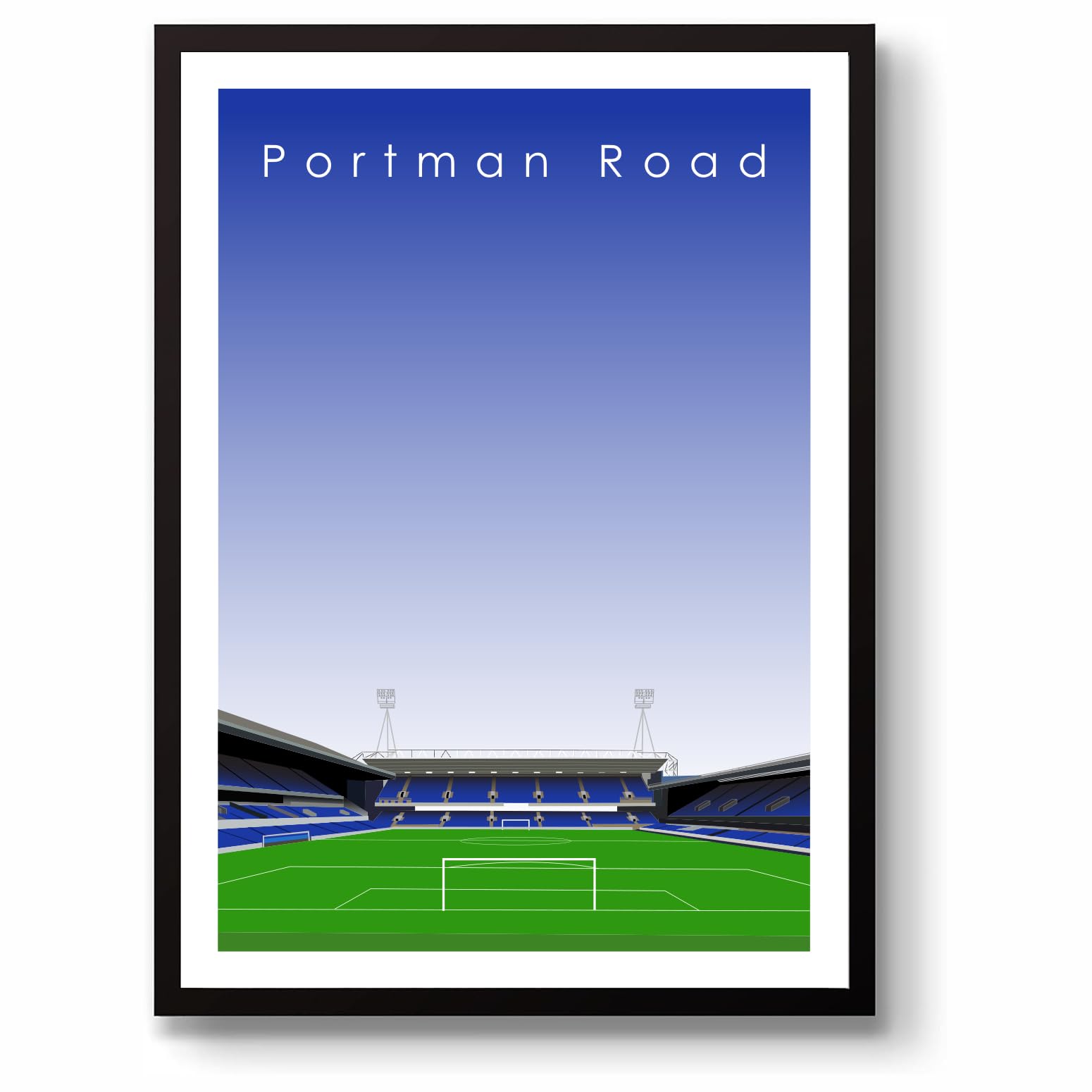 Grounddesigns Men's Blue And White Ipswich Town Football Gift Portman Road Stadium Art Unframed A3 Print Itfc