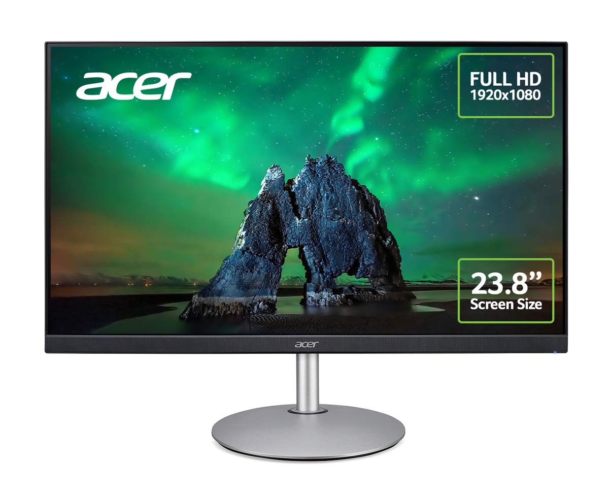 acerCB242Ysmiprx 23.8 inch Full HD Monitor (IPS Panel, FreeSync, 75Hz, 1ms, HDR 10, Height Adjustable Stand, DP, HDMI, VGA, Silver/Black)