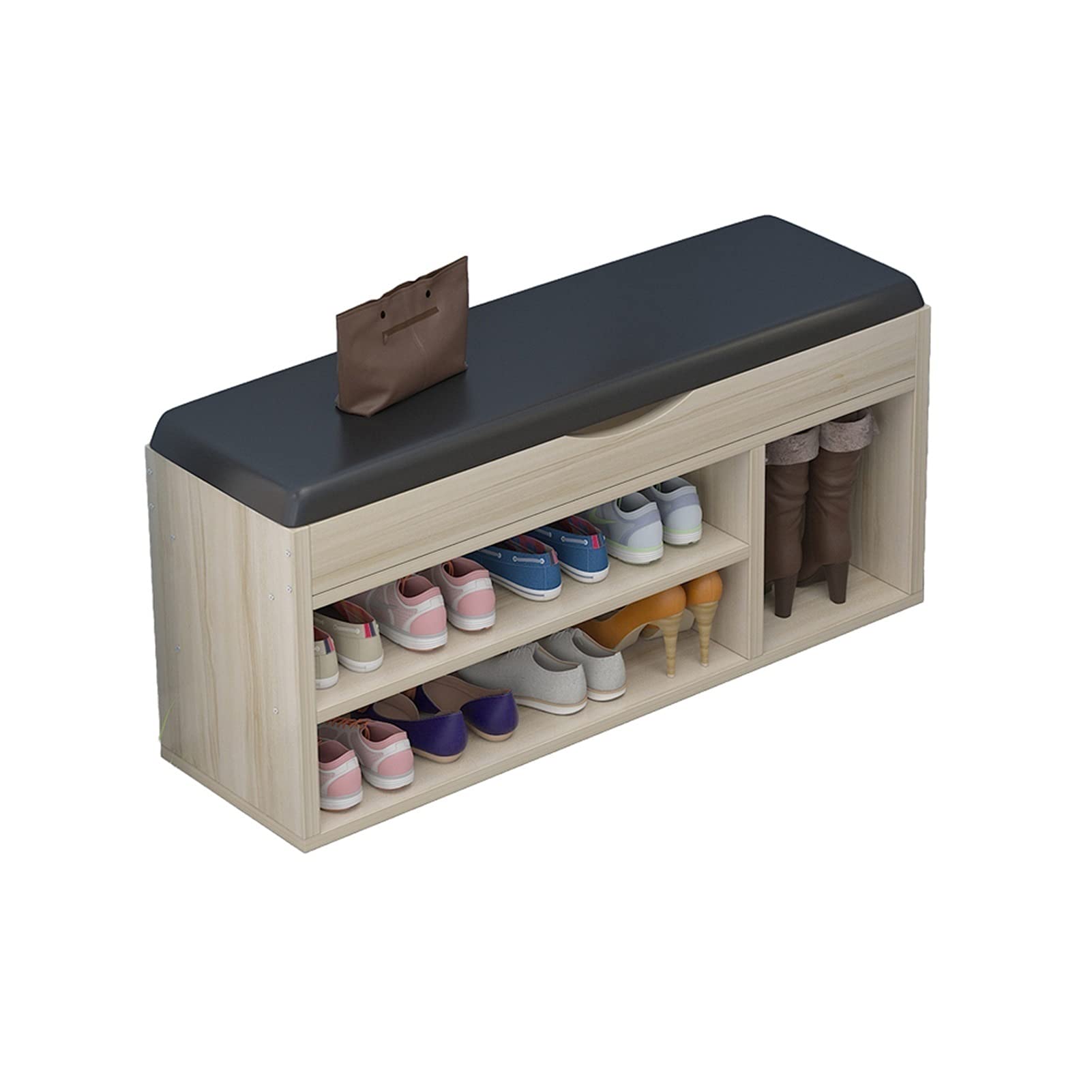Organisateur de chaussures avec étagères de rangement et tabouret assise pour couloir d'entrée