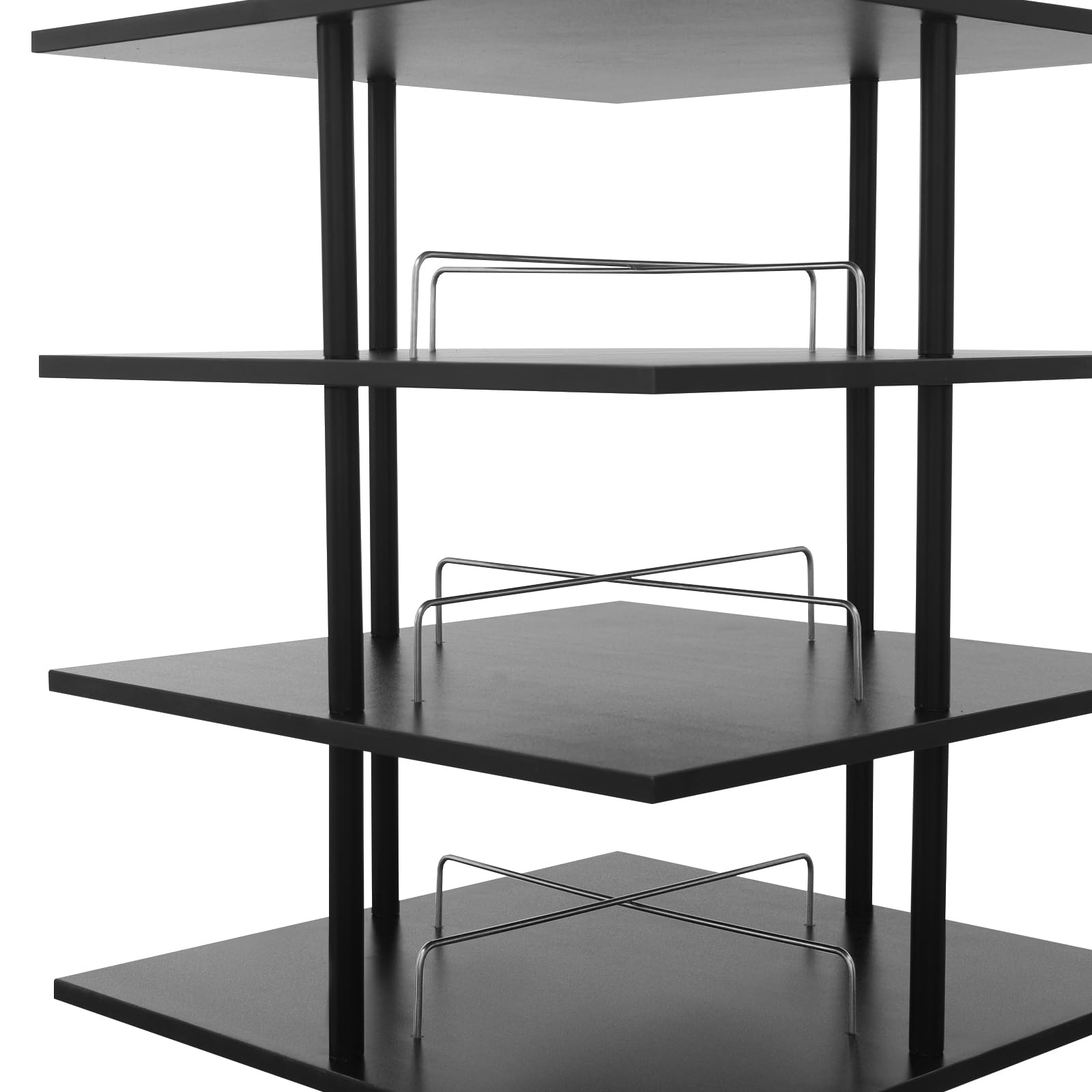 6-poziomowa szafka na buty, wielopoziomowa, obracana o 360°, prostokątna, nowoczesna półka na buty, kapelusze, torebki, regał na buty (czarny)