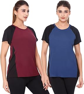 white moon Women's Polyester Dry Fit T-Shirt Combo - Gym, Workout, Essentials - Breathable, Comfortable, Stylish - Gym T-Shirt, Sports T-Shirt, Dry Fit T-Shirt for Women (Pack of 2)-picture-27
