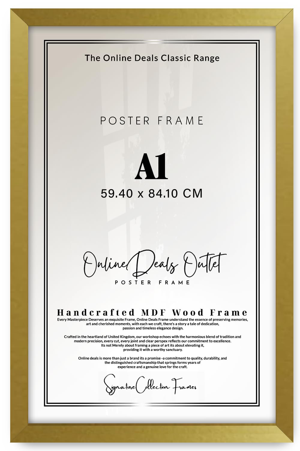Plain Gold Online Deals | Mdf Poster Frame A1 (59.40 X 84.10 Cm) A1 (59.40X84.10 Cm) For Nature Photography & Art Sketches, Mdf Wood Finish, Vertical & Horizontal Hanging Hooks [ Gold ]