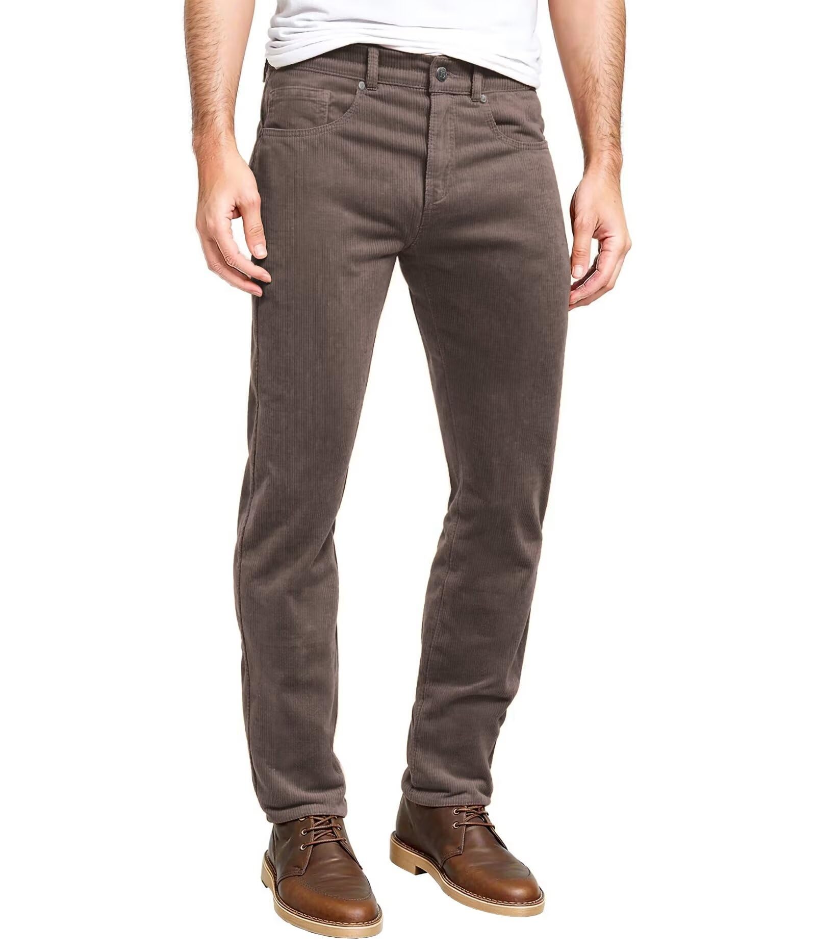 ETHANOL Mens Slim Stretchy Casual Corduroy Pant