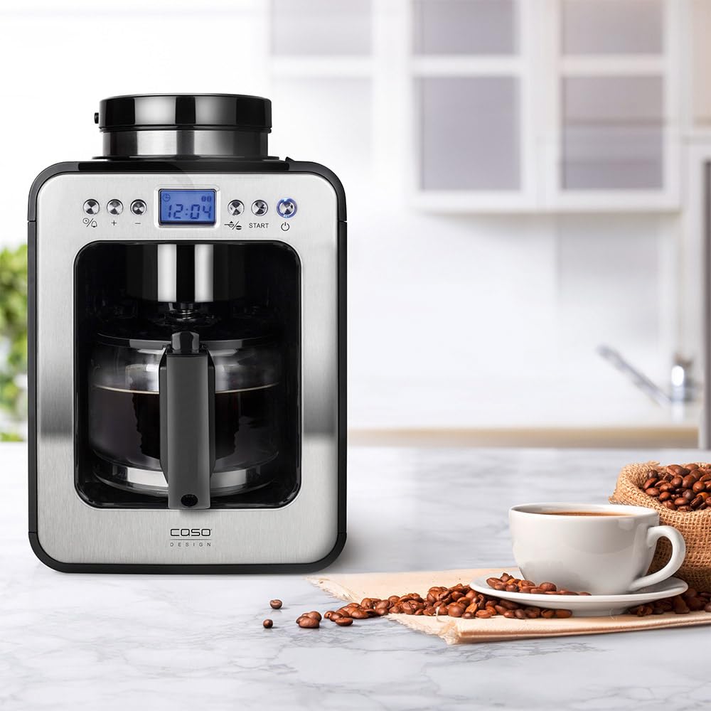 Caso 1848 - Cafetera con molinillo, acero inoxidable, color negro