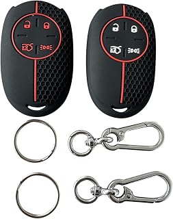 Silicone Rubber Key Fob Cover Compatible with Fiat 500E 2022-2025 New Electric Fiat 4-Button Keyless Remote (Black+White/Black+red)