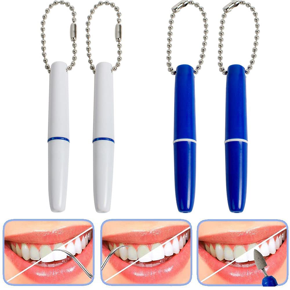 4PCS Portable Dental Picks Teeth Stain Remover Mini Travel Plaque and Tartar Remover with Chain Mini Stain Eraser Dental Tooth Cleaning Tools Interdental Pick Tooth Kit for Travel & Home Use 1