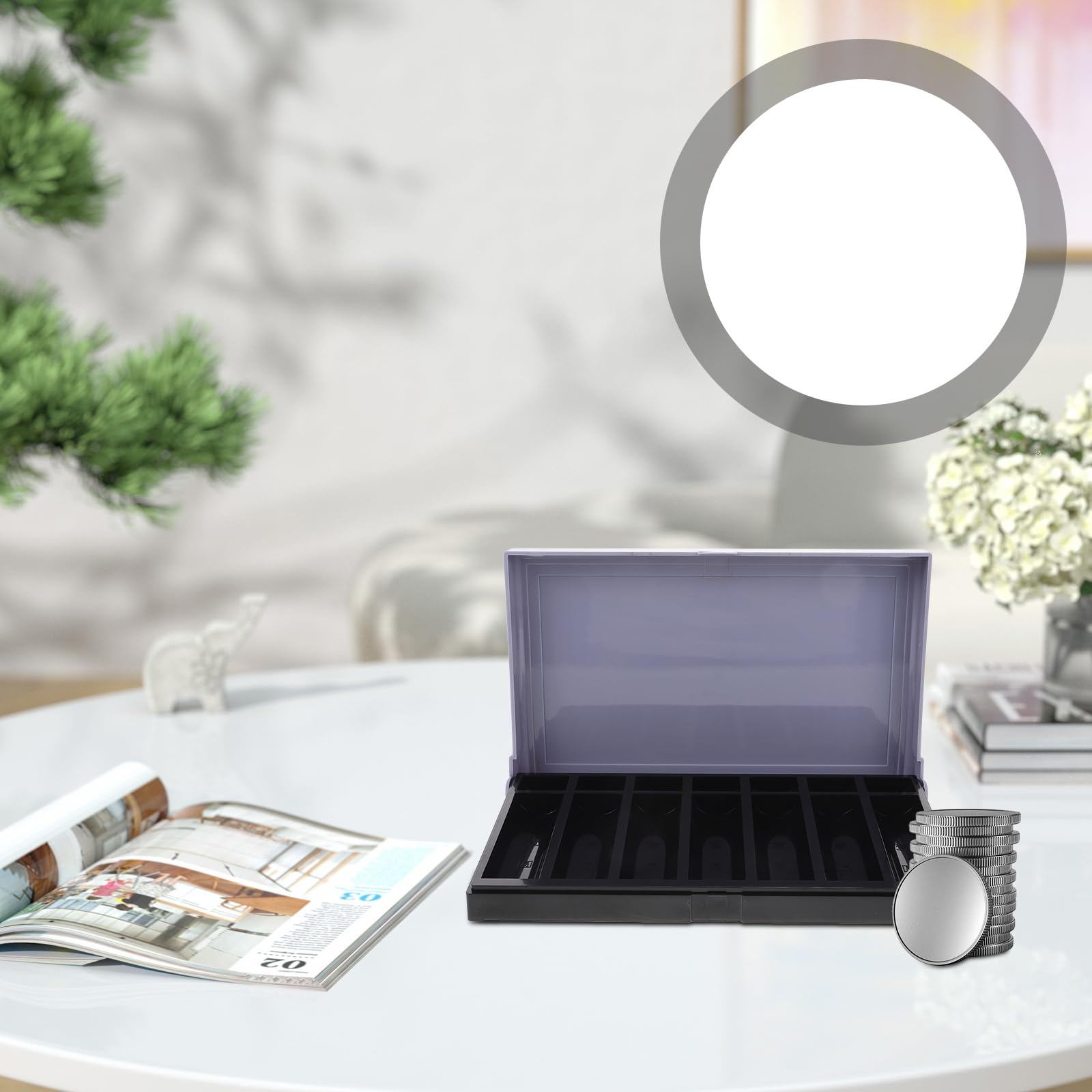 NUOBESTY Boîte De Rangement Monnaie 5 Compartiments Gris, Organisateur