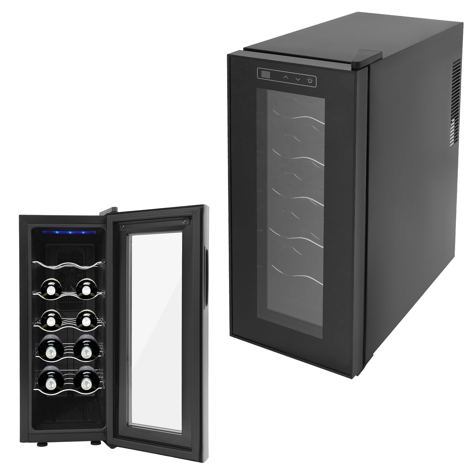 Réfrigérateur à vin 33 L 12 bouteilles éclairage LED porte en verre 12-18 °C