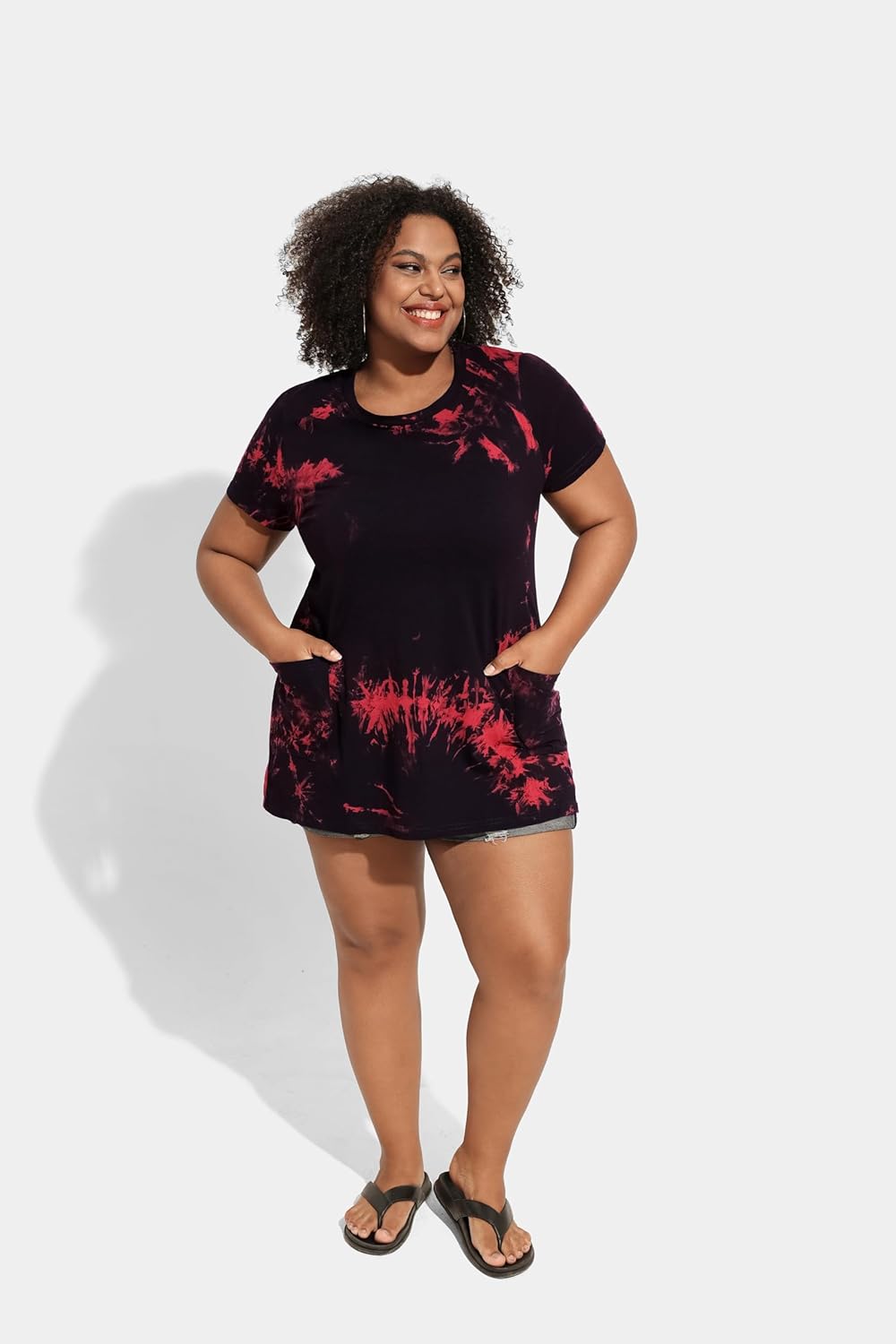 RITERA Plus Size Tops for Women Long Tunic Tops Summer Long Shirts Short Sleeve Spring Tops with Pockets for Leggings XL-5XL - Image 4