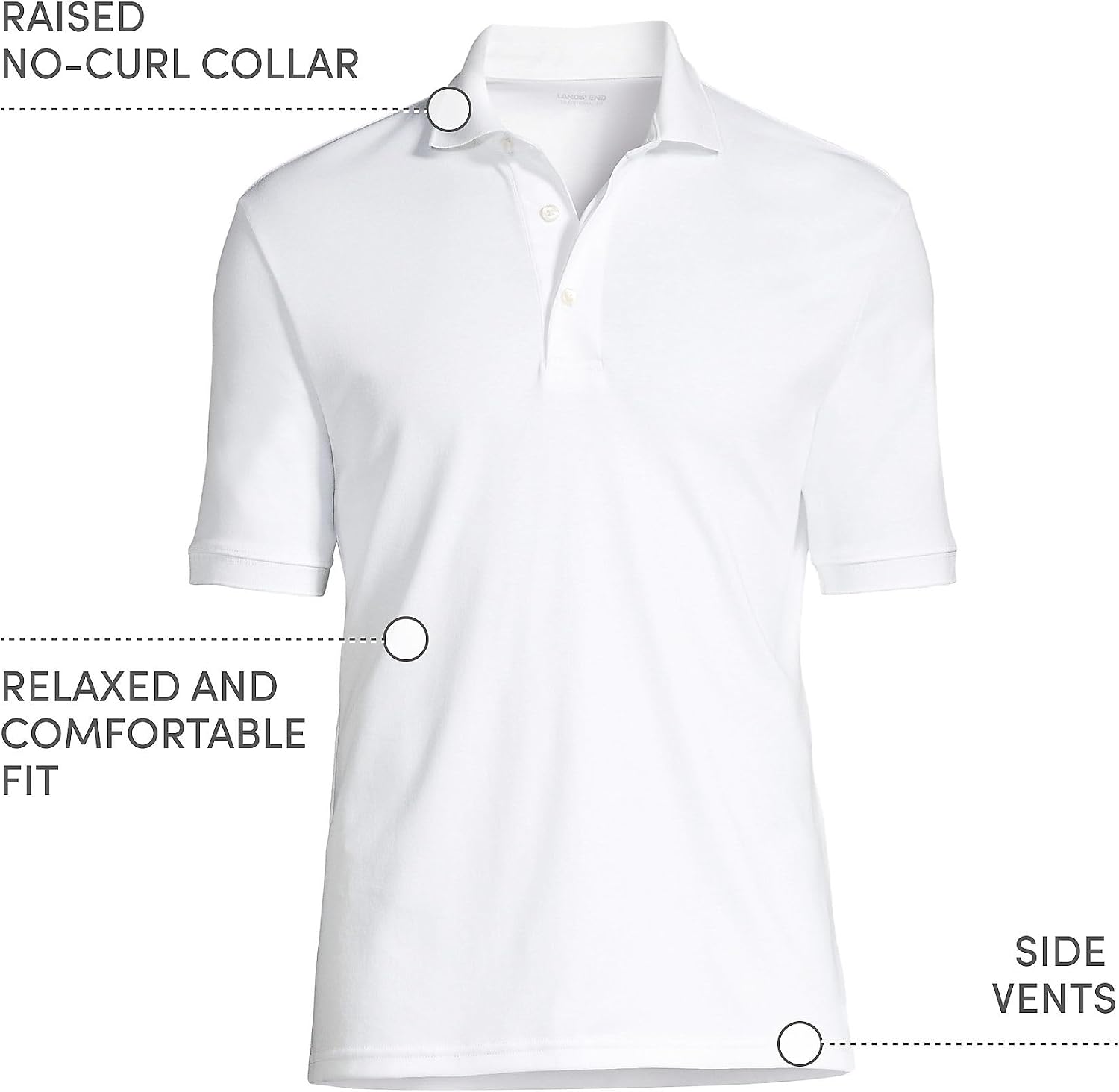 Lands' End Men's Short Sleeve American-Grown Supima Cotton Polo Shirt