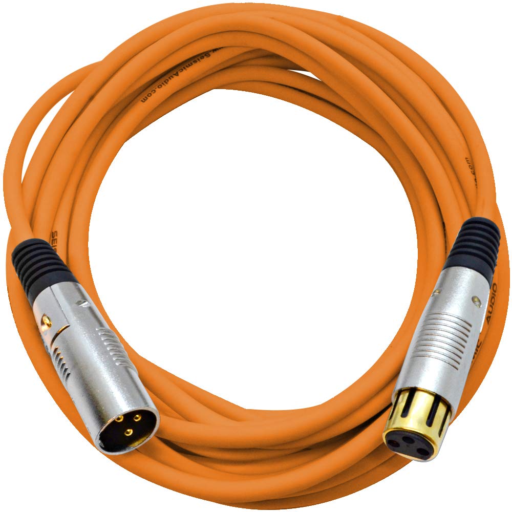 Seismic Audio SAPGX25Orange Premium 25' XLR Microphone Cable Cord 3