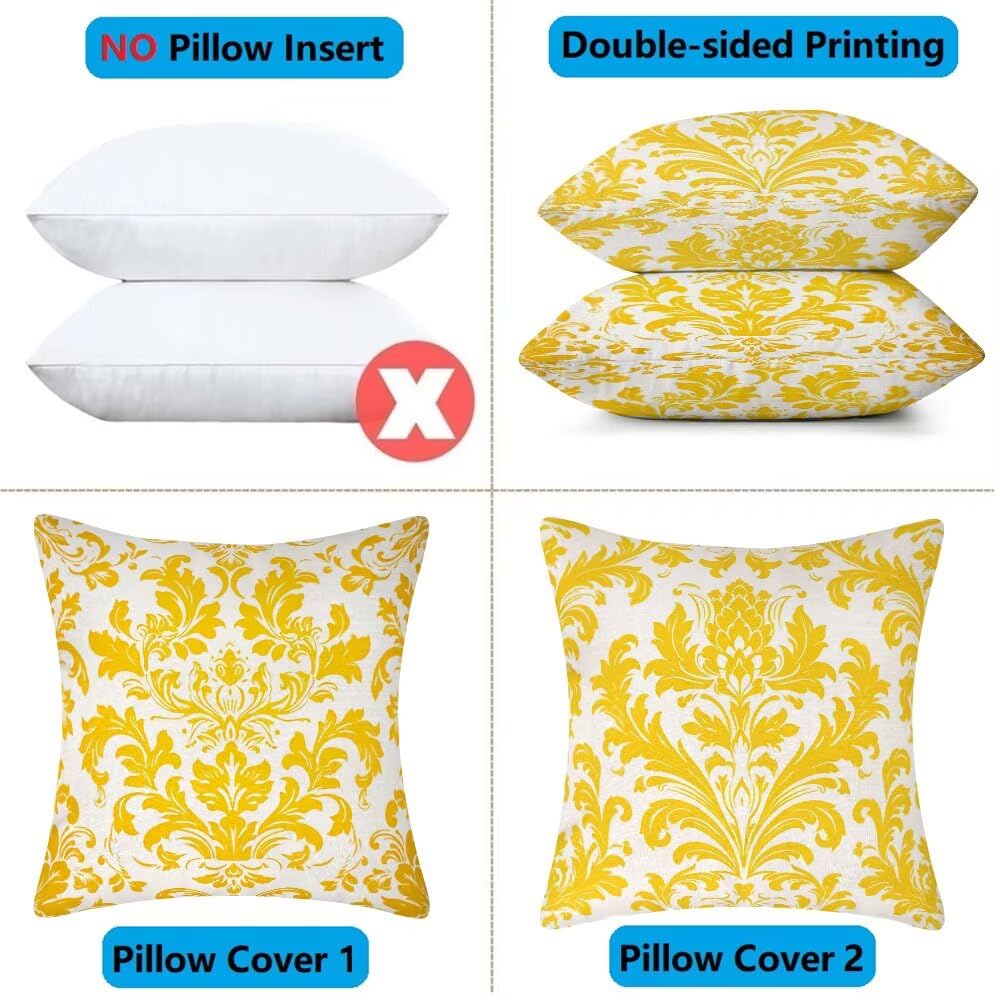Federe Cuscini da Esterno Impermeabili 65x65 Oro Copri Cuscini per Divano Floreale Federa Cuscino Astratto Decorativi Copricuscini per Divano Giardino Patio Soggiorno Copricuscino Set di 2 (IU379)