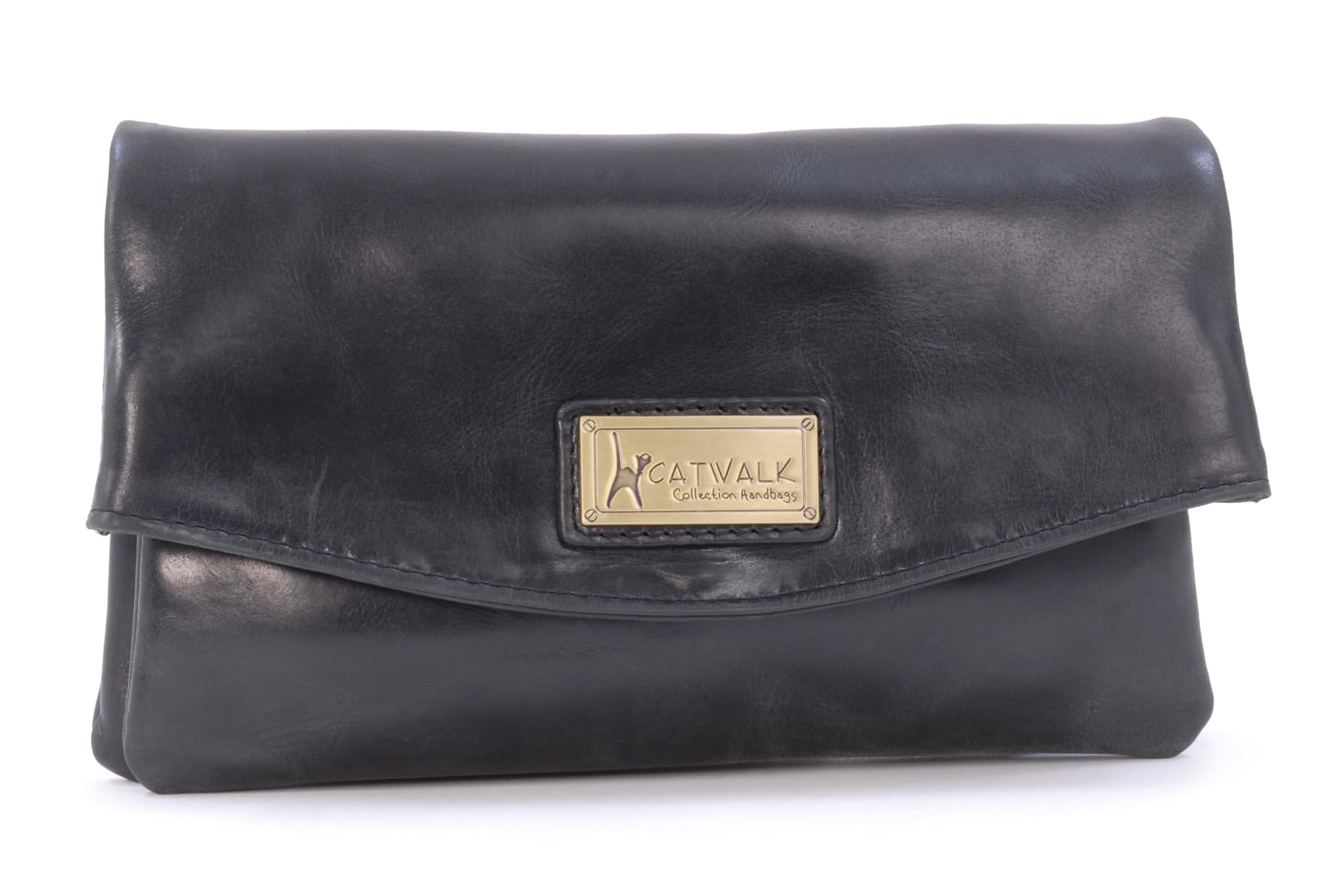 Catwalk Collection Handbags - Damska Skórzana Torebka Crossbody - Mała Torba Kopertówka Wieczorowa - Regulowany Odpinany Pasek - Hannah