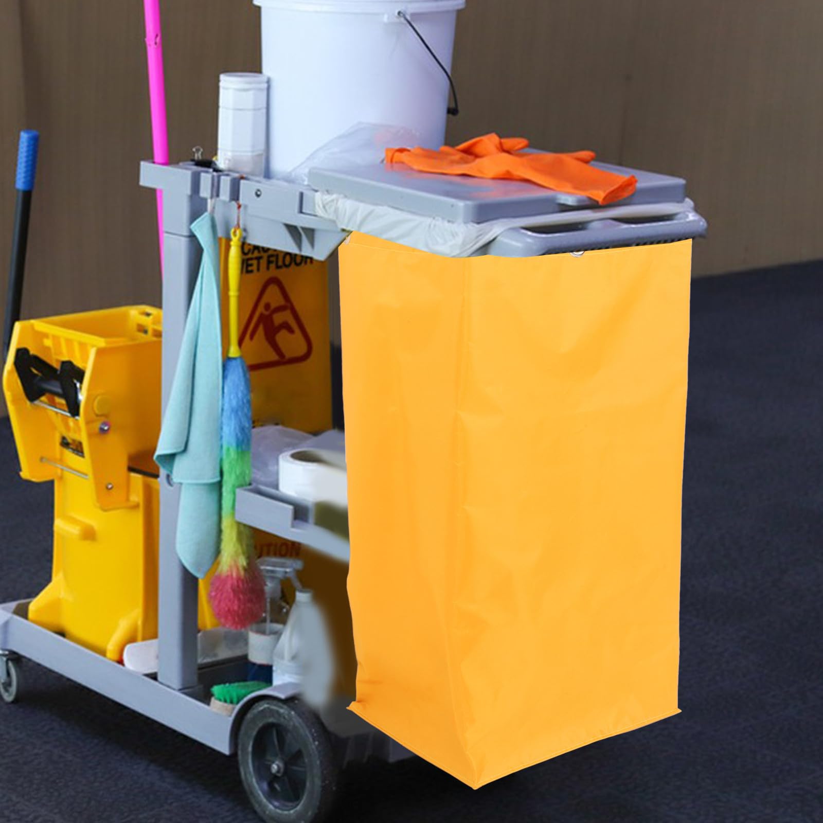Amosfun Spritzwassergeschützte Reinigungstrolleytasche aus Canvas Große Aufbewahrungstasche für Gewerbliche Reinigungswagen Gepolstert Abnehmbar für Hotelwäschewagen und Mülltransport