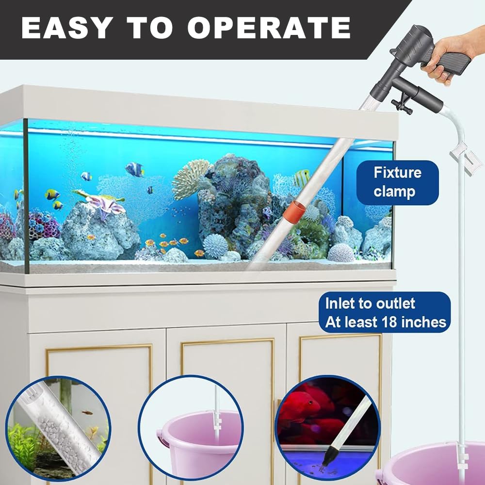 Mulmsauger Aquarium, Aquarium Sauger, Aquarium wasserwechsel, Aquarienwasseraustauscher, halbautomatischer Wasseraustauschschlauch, pneumatische Steuerung, multifunktionales Reinigungsset