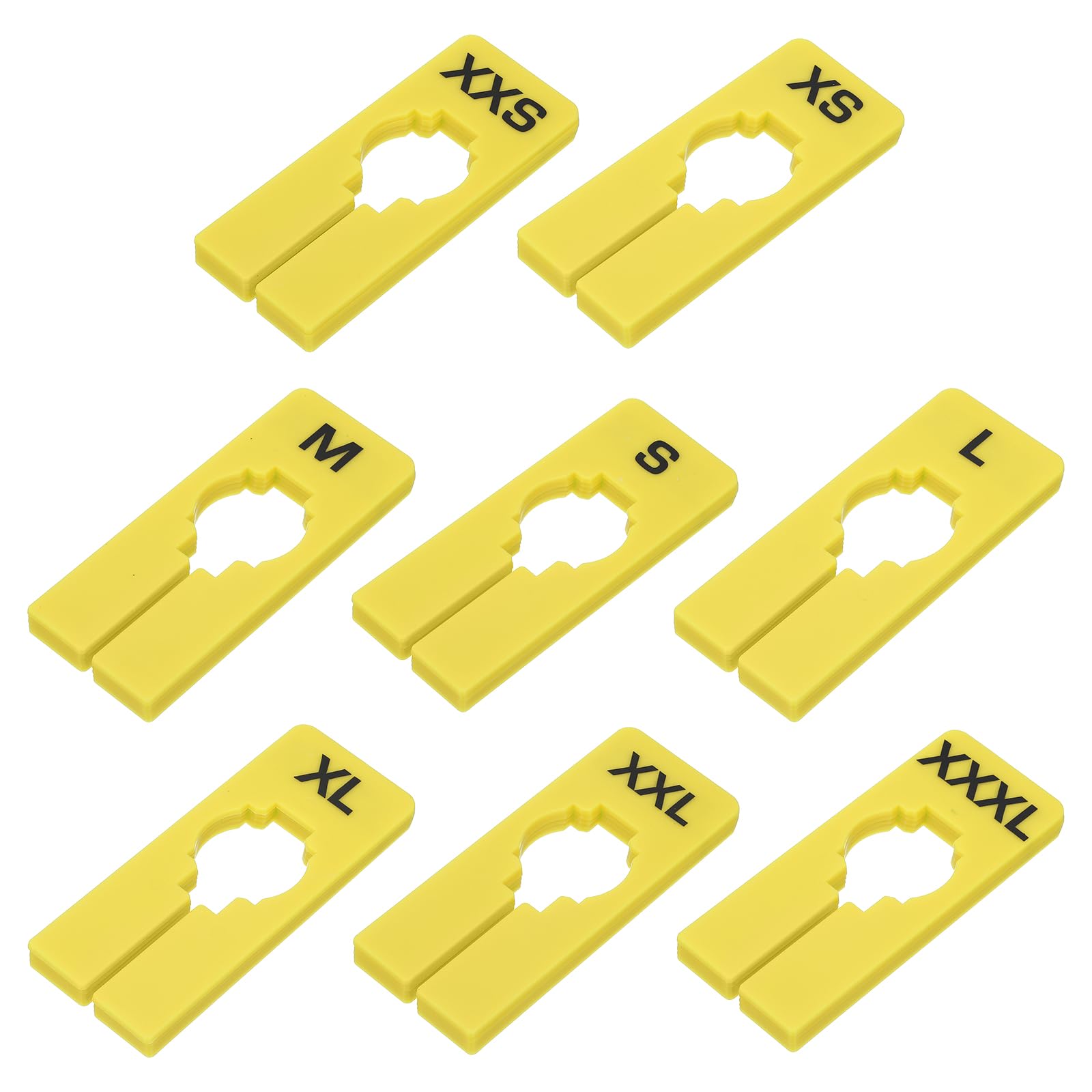 PATIKIL Clothes Dividers for Hanging Clothes, 40 Pack 8 Sizes Rectangle Pre-written Clothing Rack Dividers Size Mark Label Sorting Separator for Closet, Yellow