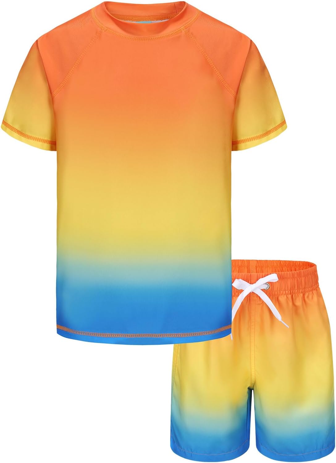 Boys Rash Guard Swimsuits Set for Boys 2 Piece Short Sleeve Swim Shirts Quick Dry Bathing Suits with Trunks