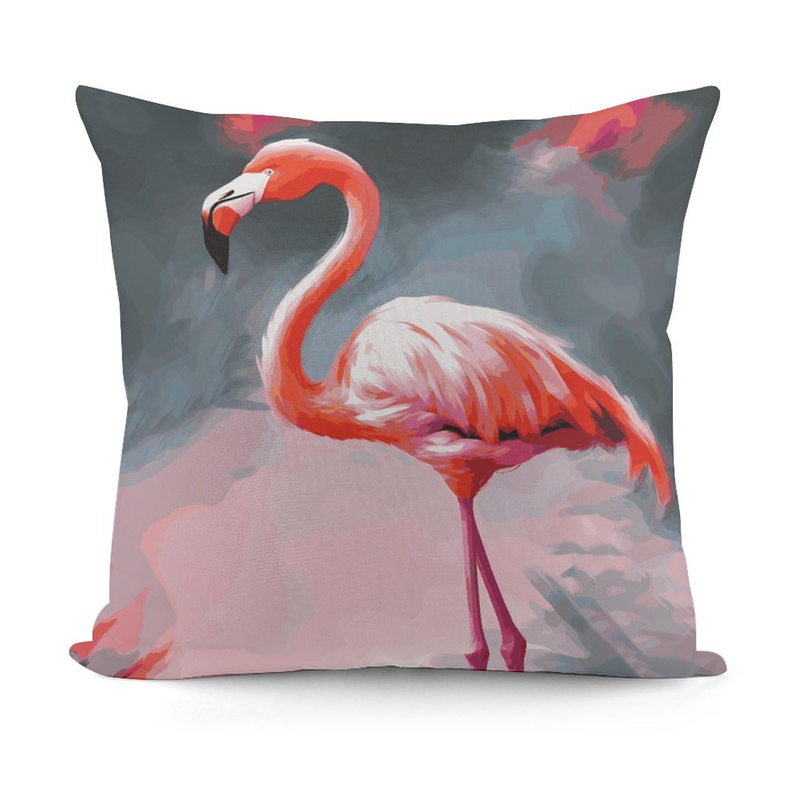 LZQPOEAS Painting Flamingo Throw Pillow Cover 18x18 in Breathable Square Pillow Case Cozy Soft Pillowcase Protector Fashion Modern Couch Cushion Case for Living Room Bed Sofa Decor