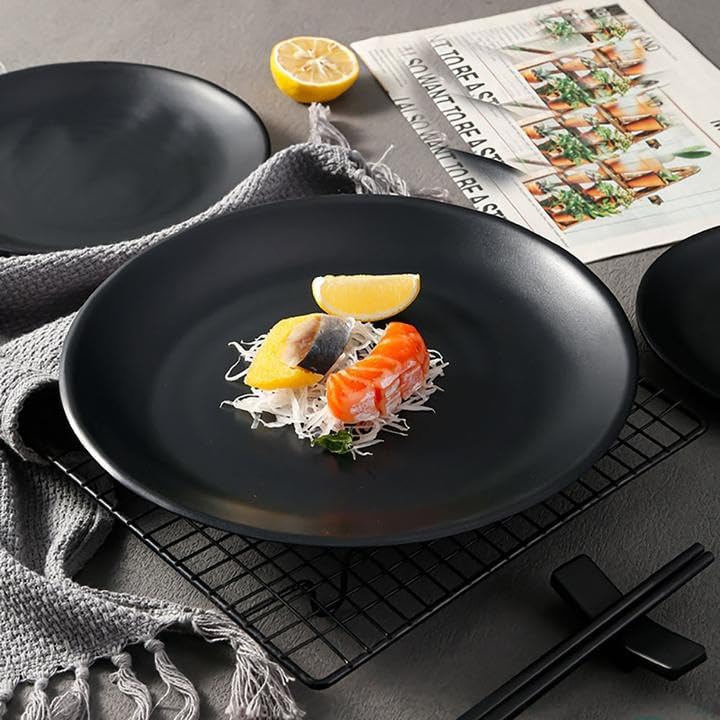Jinfanshurich 4 stuks rechthoekige borden, serveerborden, porselein, rechthoekig, zwarte voorgerechtenborden, dessertborden, snackborden voor sushi, cake, salade, fruit, antipasti, bijgerechten (4