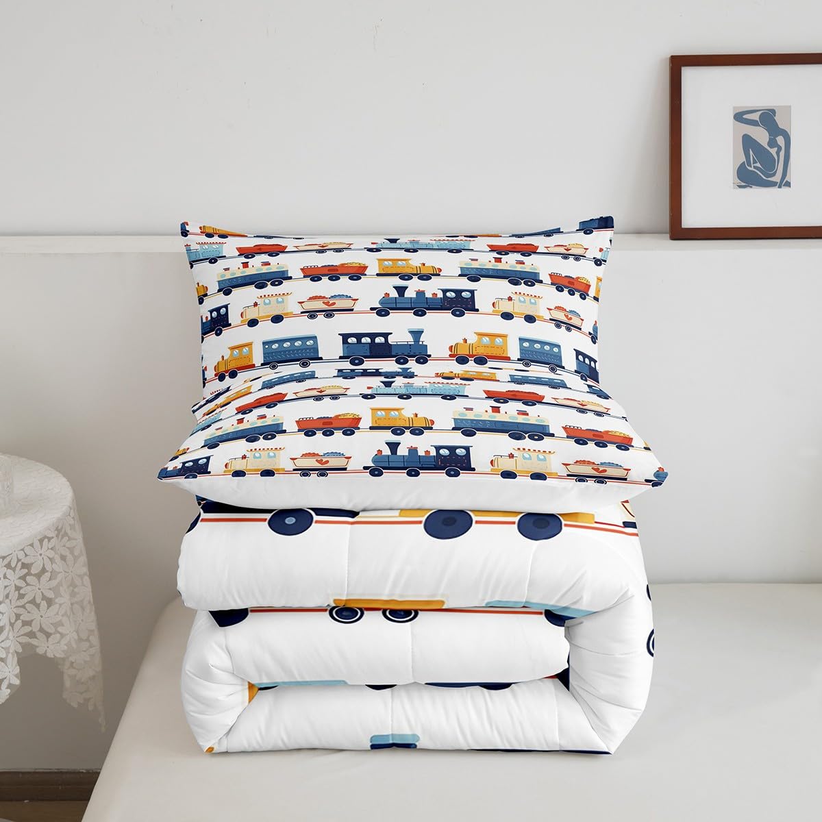 Loussiesd Cartoon trein Dekbedovertrek Jongens Auto Voertuigen Beddengoed & Linnen Leuke Treinen Beddengoed Set Voor Kinderen Tieners Sprei Cover Ultra Zachte Super King Beddengoed Rits