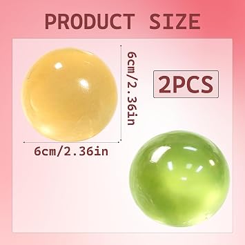 2 PCS Coconut Oil Stress Ball, Yellow and Green Slow Rising Squishy Balls, Soft Scented Squeeze Objects for Hand Relaxation, Sensory Stress Relievers for Desk or Home