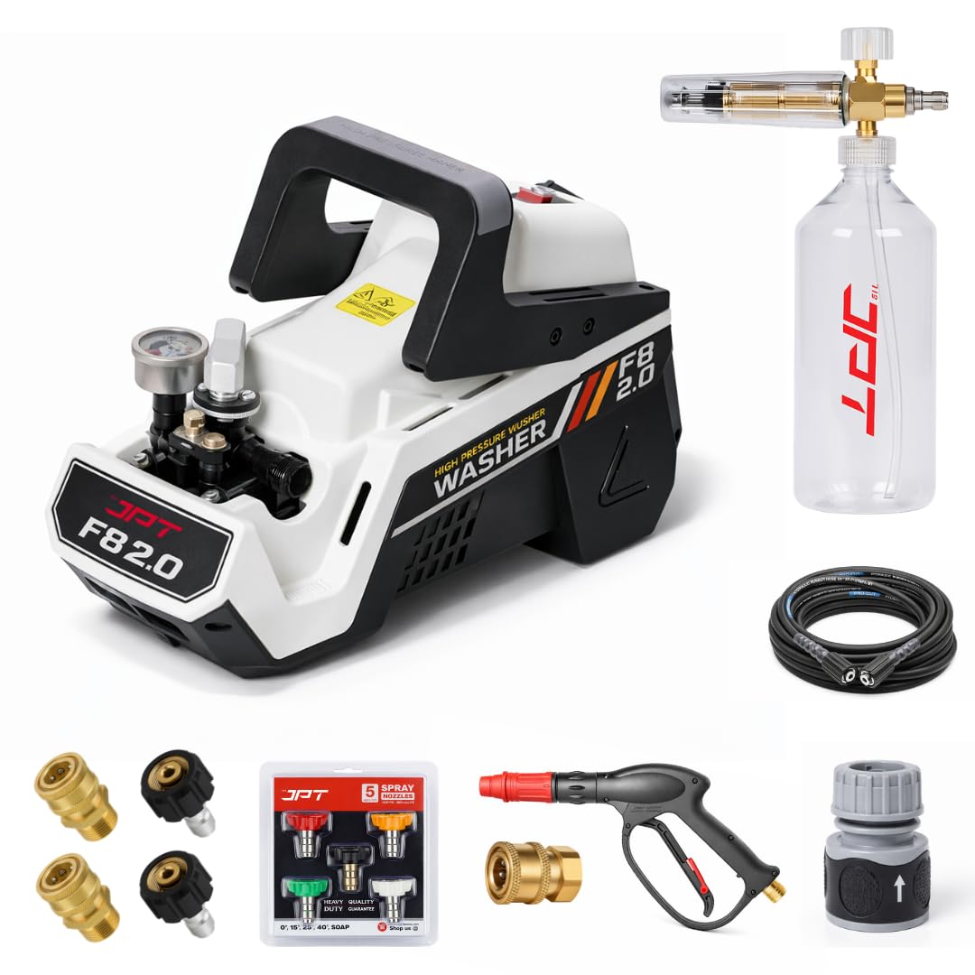 JPT Super Combo F8 HIGH-Pressure CAR Washer Pump with Heavy Foam Lance, 5PCS Nozzle Tips, QC Set for Hose and Gun