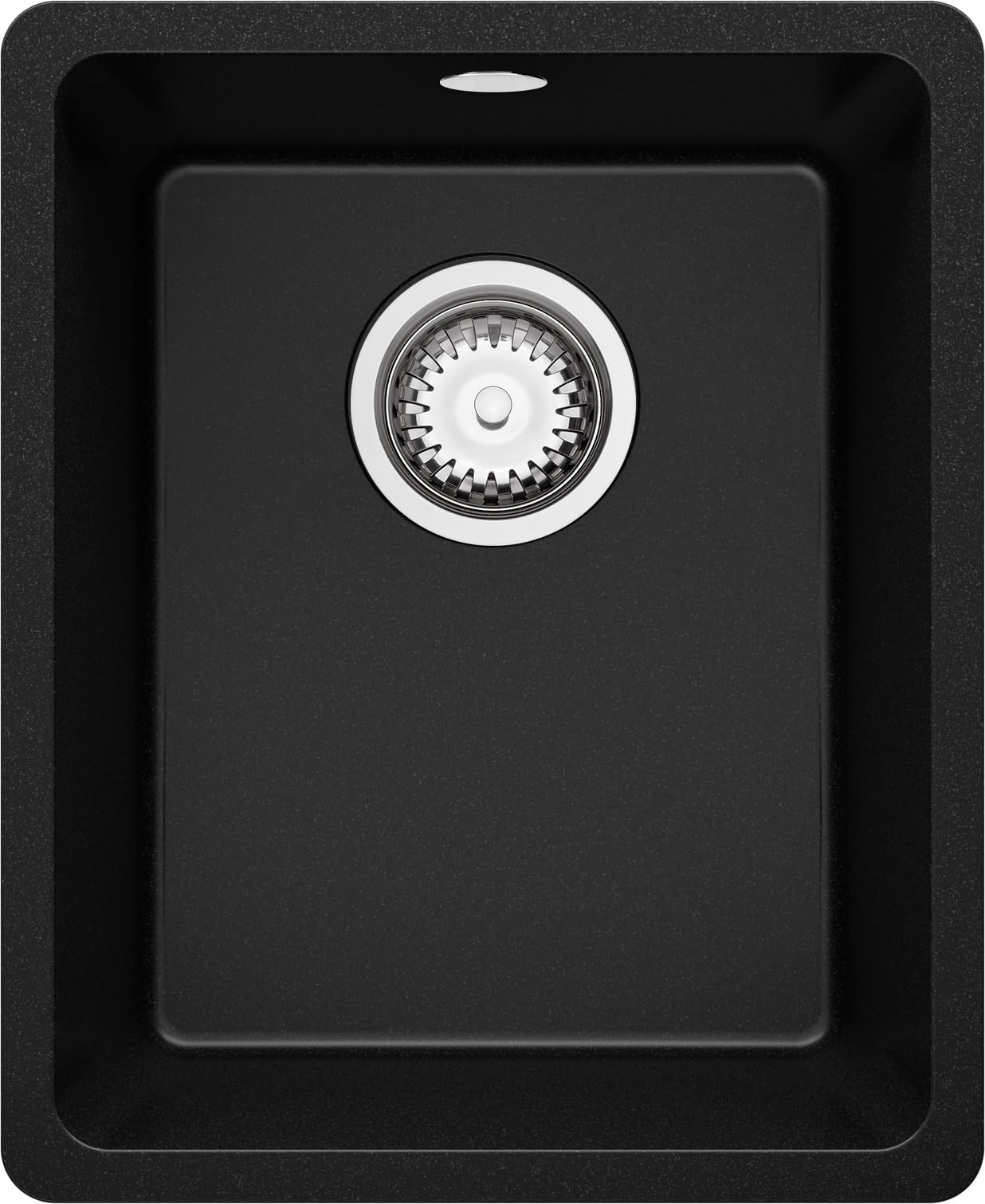 PRIMAGRAN Fregadero bajo Encimera Negro - Venecia Easy, 36x44cm | Cocina 1 Seno + Sifón, Granito al Mueble 40cm (S001)
