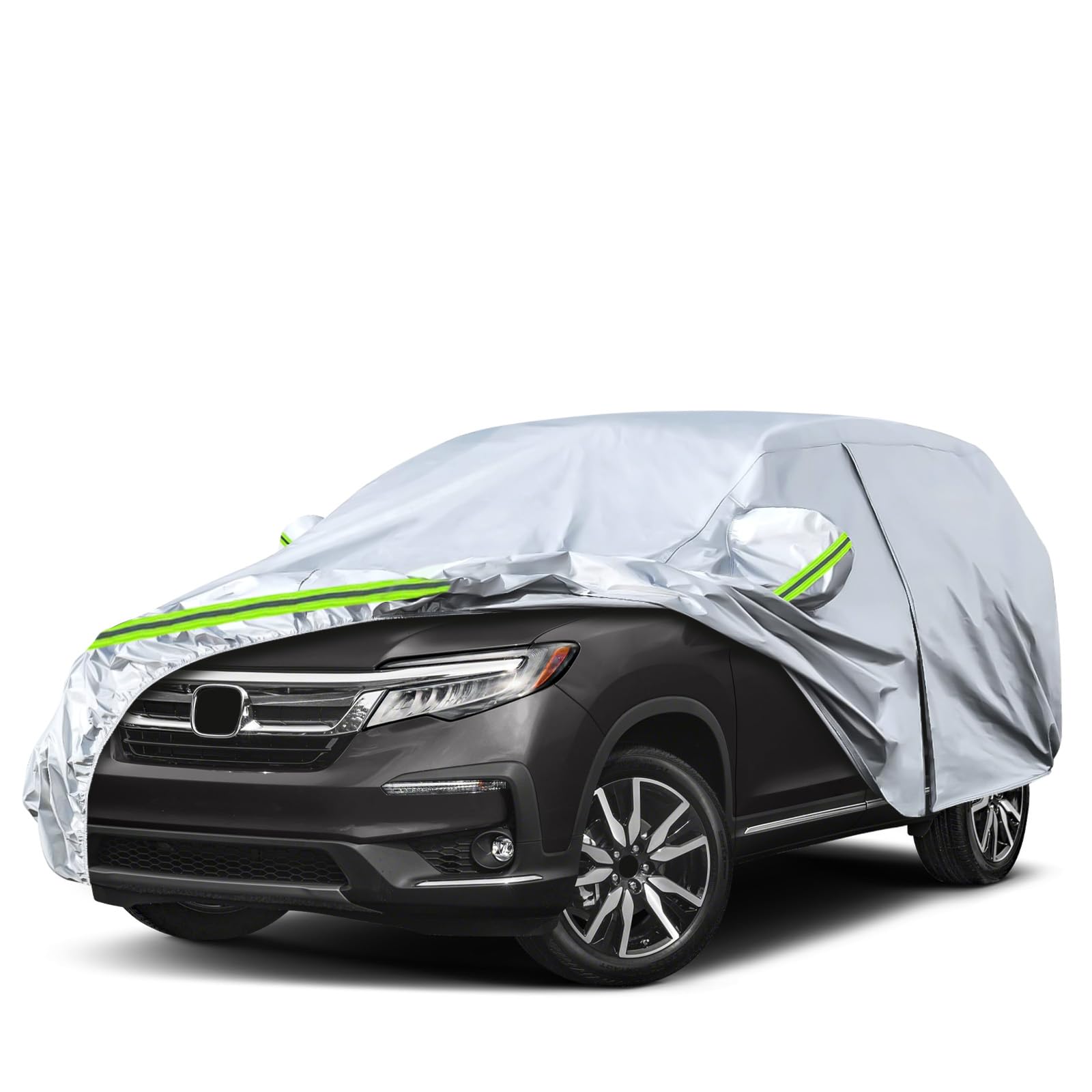 6 Layers Waterproof Car Covers Replace for 2002-2026 Honda Pilot | All Weather Car Cover with Cotton Liner, Zipper Door, Windproof Bands for Snow Rain Dust Protection