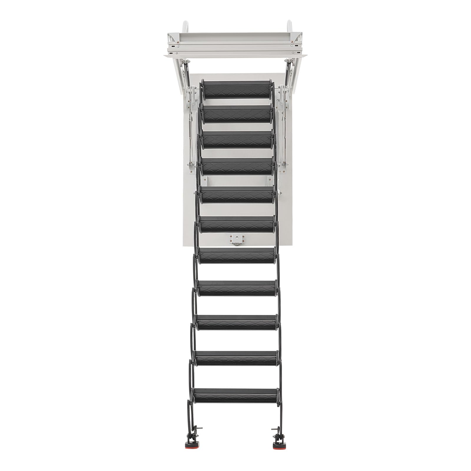VEVOR Dachbodenleiter, Tragkraft 299,4 kg, passend für Deckenhöhen von 2,6 bis 2,85 m und Öffnungsgröße von 1000,76x698,5 mm, Scherentreppe aus legiertem Stahl mit Zugstange für Dachboden