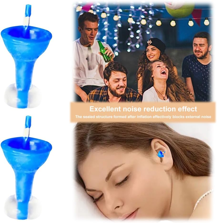 Inflatable Ear Plugs | Innovative Inflatable Earplugs Ultra-comfy Reusable Noise-reducing Earplug Noise Cancelling Silicone Ear Plug Self-Adaptive Liquid Earplugs For Sleep Travel Snoring Airplanes - Image 5