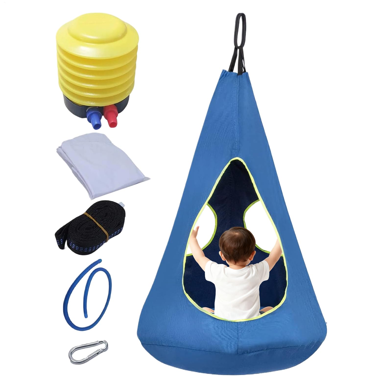 Hamac Balancelle – Avec Coussin MAX 150 kg Multifonction Réglable Confortable | Hamac Nid Intérieur/Extérieur pour Jeunes | Pour Salon Jardin Terrasse Balcon Pelouse Chambre