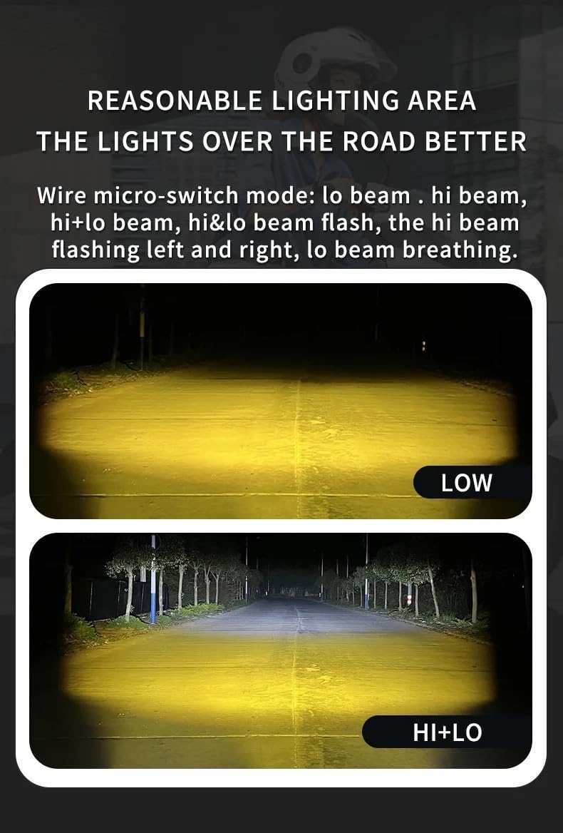 Phares de moto à LED Phare de moto Projecteur clignotant 60W pour motos, feux antibrouillard, moteur, feux de croisement, feux de route