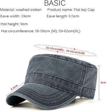 Military Army Style Cap Men's Vintage Washed Cotton Flat Baseball Cap Unisex Leisure Outdoor Sun Cap