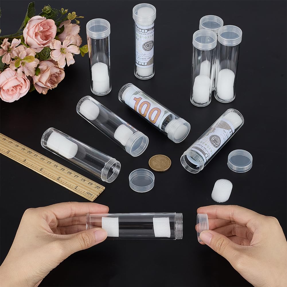 FINGERINSPIRE 10 Pcs Round Clear Coin Storage Tube Plastic Coin Holder with Protective Sponge 29x102mm Transparent Collection Tubes for Coins Commemorative & Rare Coins (Inner Diameter 25mm) - Image 3