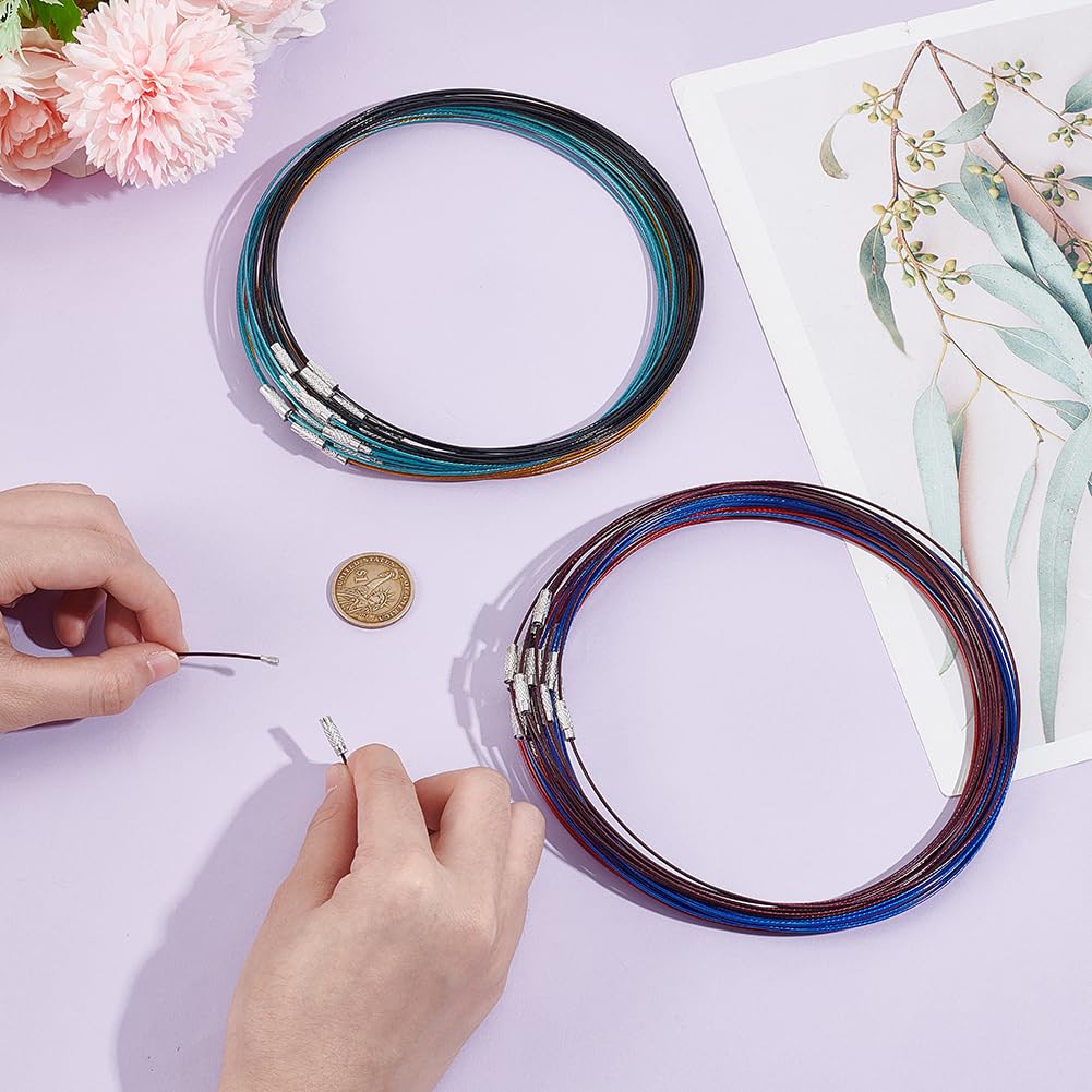 UNICRAFTALE Collana in Acciaio Inossidabile 6 Colori, 60 Pz, 44.5cm, Girocollo con Chiusura a Vite in Ottone, Cordino per Collana, 14.5cm di Diametro