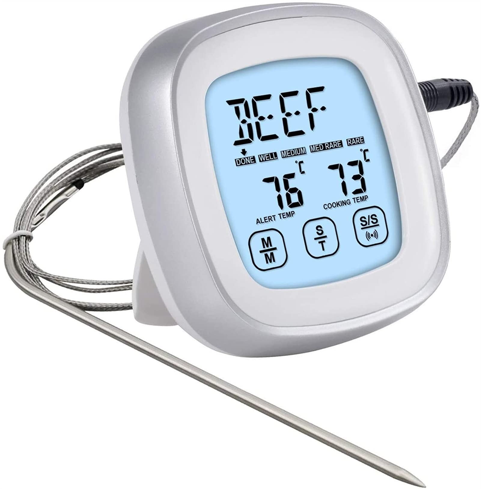 XMING Termómetro de Carne Cocina Lectura instantánea del termómetro de la Parrilla para los Dulces de la Comida Barbacoa Horno de Cocina al Aire Libre Terreno táctil Thermapen