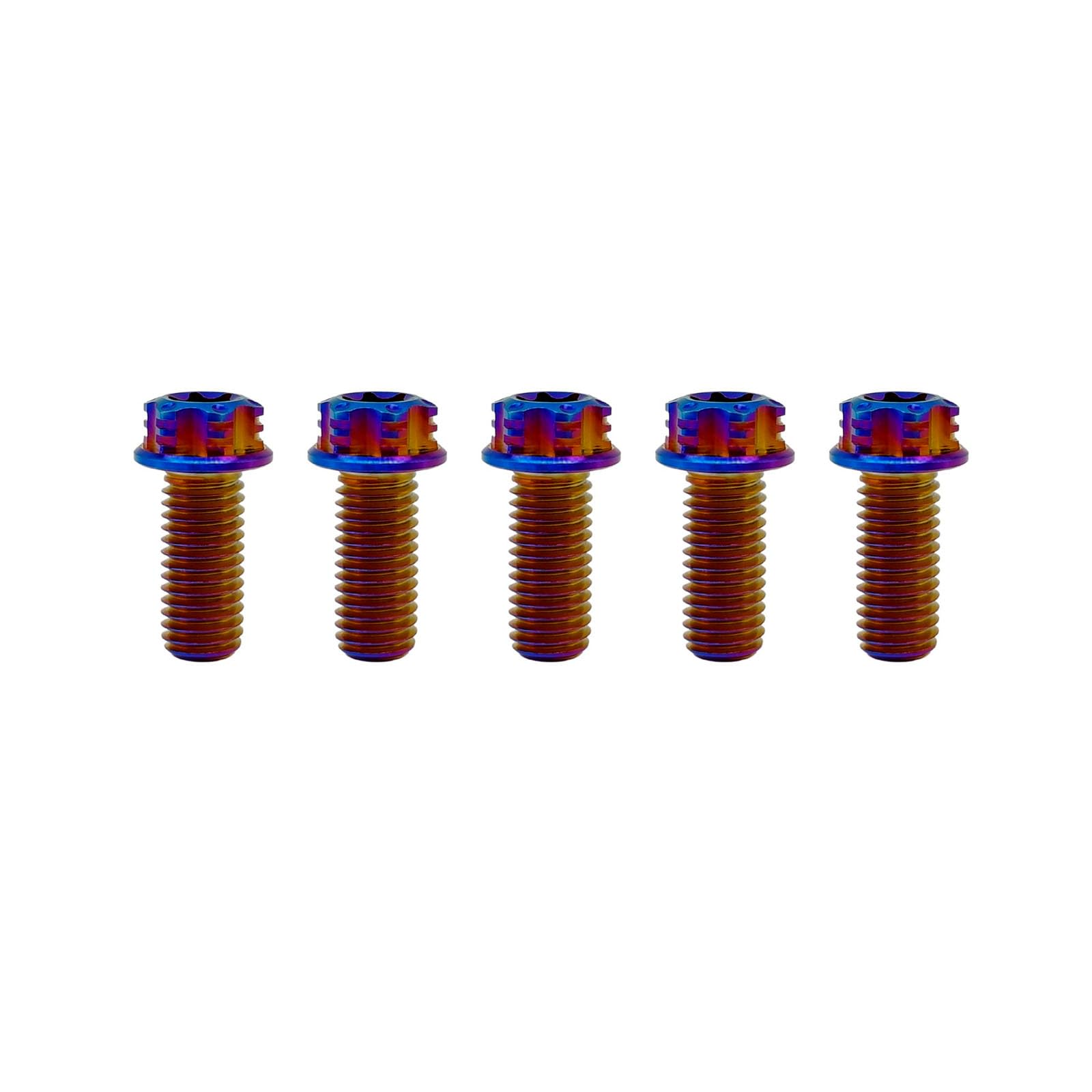 RISON Titanium Bolts M6*1.0 * 16 Torx Titanium Bolts for Motorcycles Hex Head Dual Drive Burnt Blue Titanium Flange Bolt Pack of 5