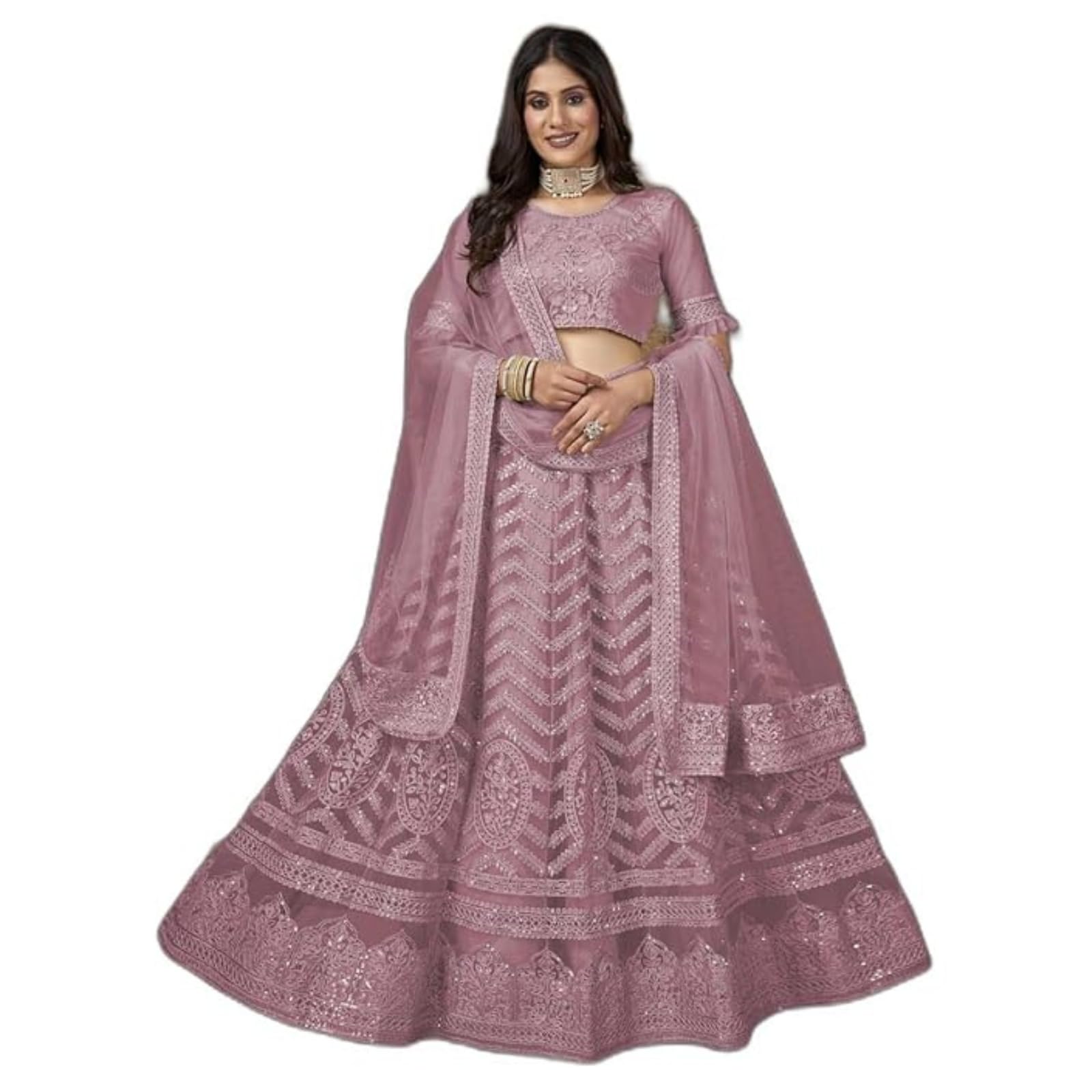 ZAALIMA FASHION WITH Z LOGOZAALIMA FASHION Women's Semi Stitched Net Silk Lehenga Choli with Embroidered Pattern Unstitched Blouse and Dupatta Set | Women's Lehenga Cholis