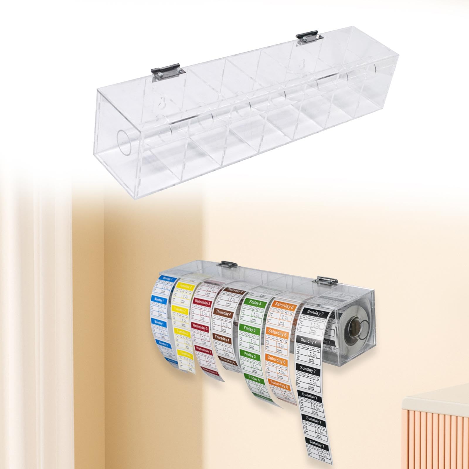 Distributeur D'étiquettes En Acrylique avec Support, Manuel, Polyvalent, 7 Compartiments pour étiquettes Des Jours de, Convient Aux Res