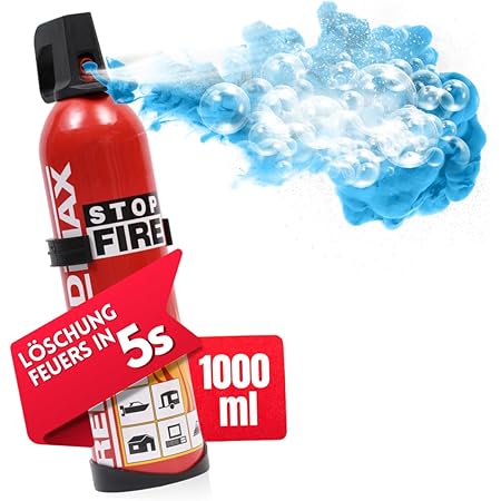 notlok Safety Work - 1000g Feuerlöschspray | Klein Feuerlöscher Haushalt ideal für Küche Aber auch für Auto | Feuerlöscher Schaum löscht wirksam Feuer A B E | Kann als Fettbrandlöscher nutzen