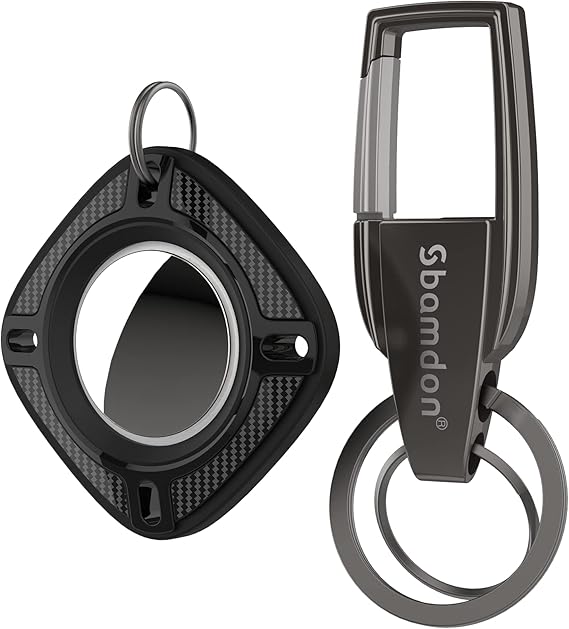 rugged case with keychain ring for apple airtags sbamdon anti scratch shockproof apple airtag holder with key chain airtag dog collar holder apple k