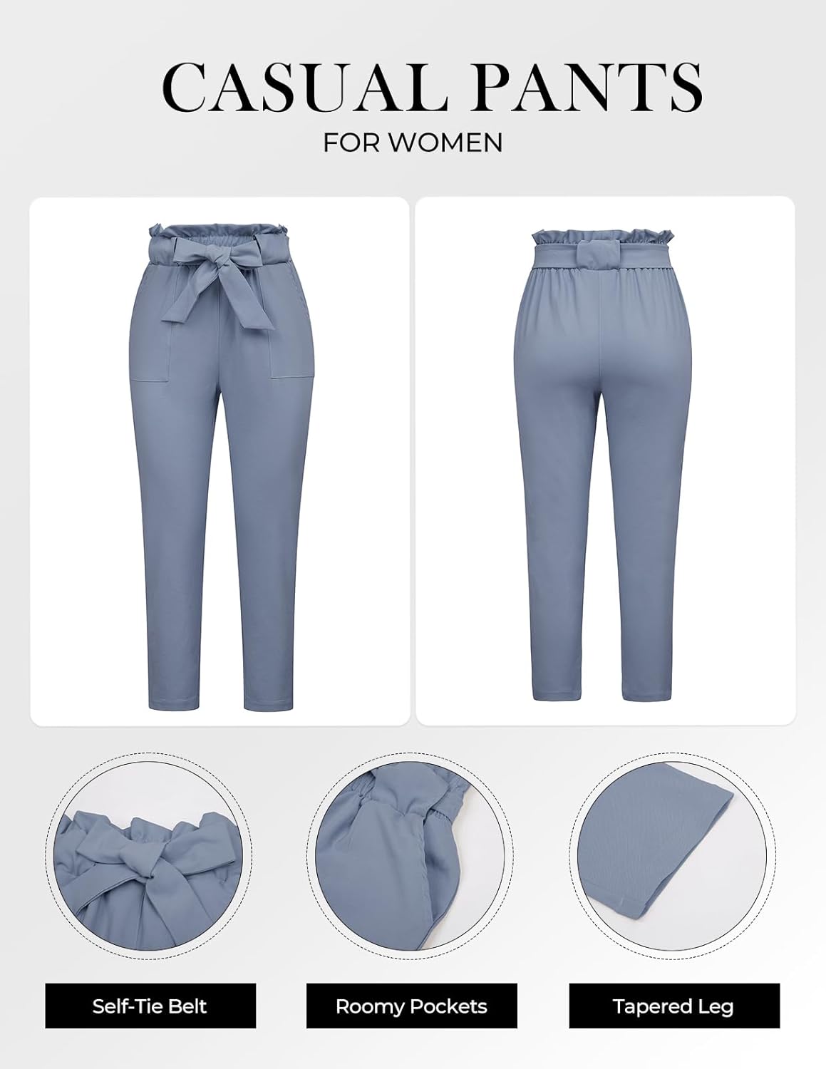 GRACE KARIN Women Work Pants, Paper Bag High Waist Bow Tie Dressy Trousers, Office Business Casual Outfits - Image 2