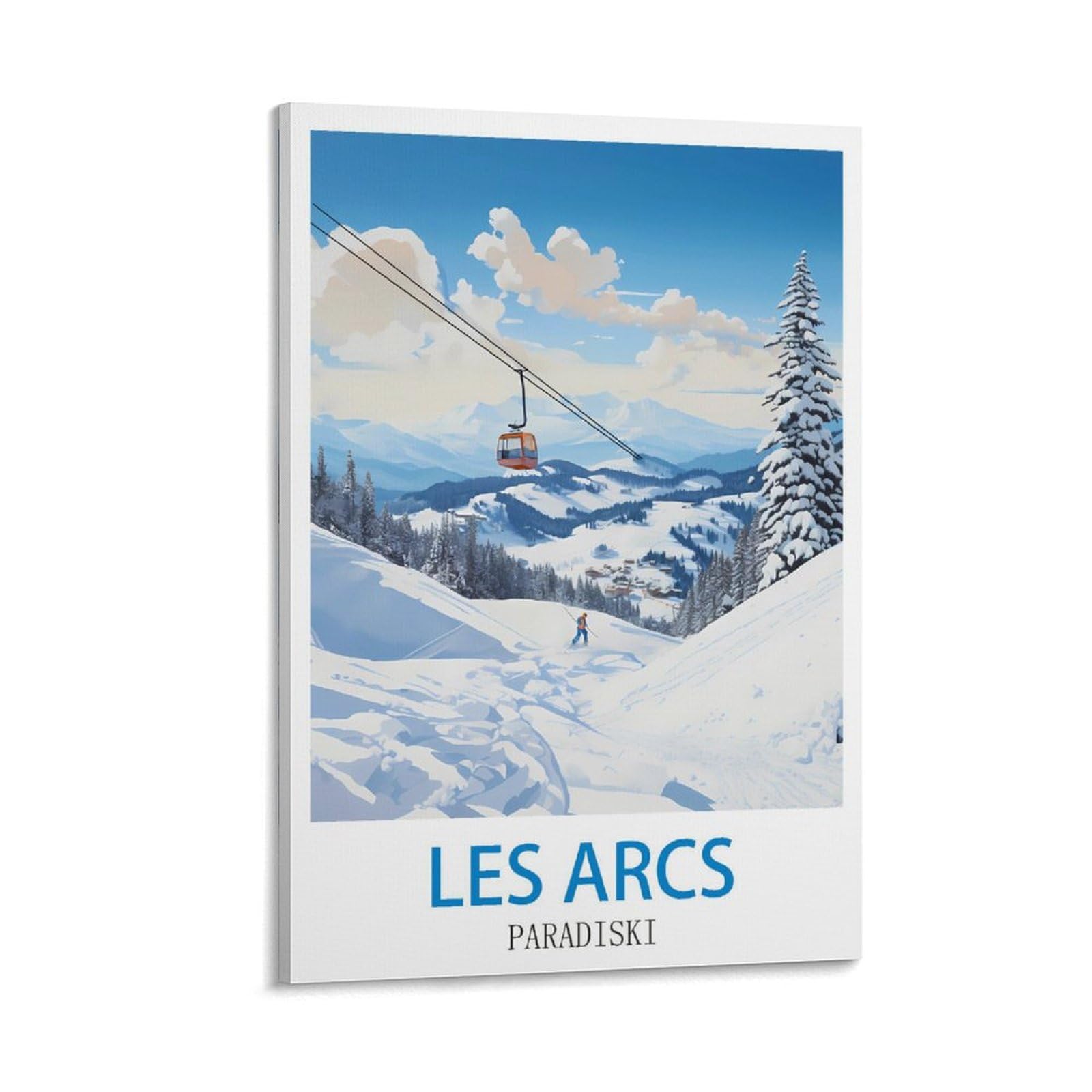 Ndoud Frame-Style Les Arcs Paradiski Vintage Travel Posters Ski 12X18inch(30X45cm) Wall Art Picture Print Canvas Painting For Living Room Home Decor