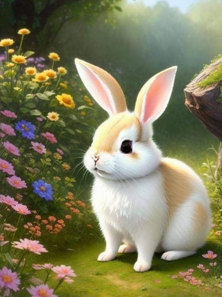 GLTEYACO Embroidery Cross Stitch Kit Rabbit 11CT Stamped Cross Stitch Kits DIY Adult Beginners for Pre-Printed Needlepoint Crafts 40x50 cm